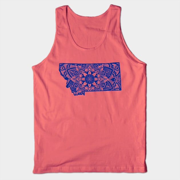 Blue Montana State Gift Mandala Yoga MN Art Tank Top by Get Hopped Apparel